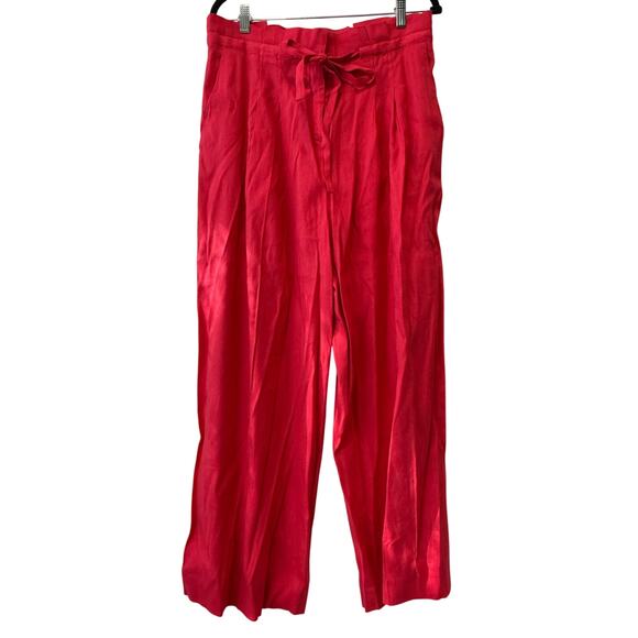 Antonio Melani Pants - Antonio Melani Women Linen Pants Hot Pink Size 12 Zipper Pockets Wide Leg